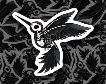 Skeleton Hummingbird | Vinyl Sticker | UPDATED VERSION