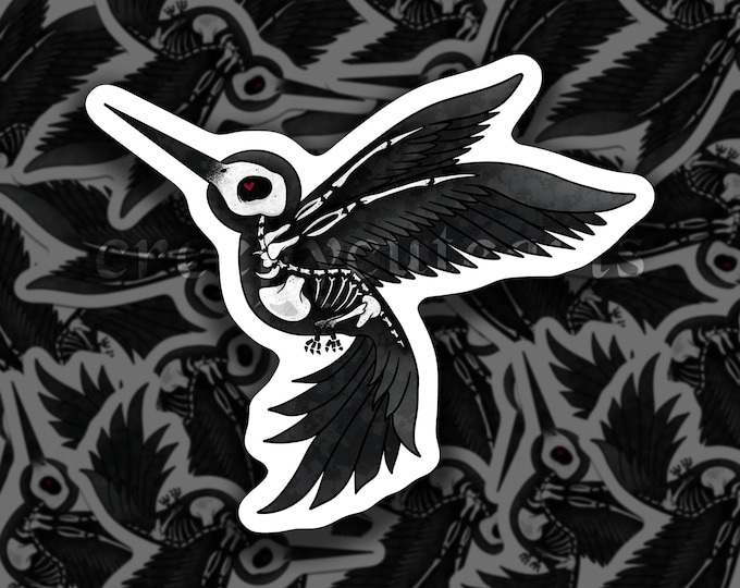 Skeleton Hummingbird | Vinyl Sticker | UPDATED VERSION