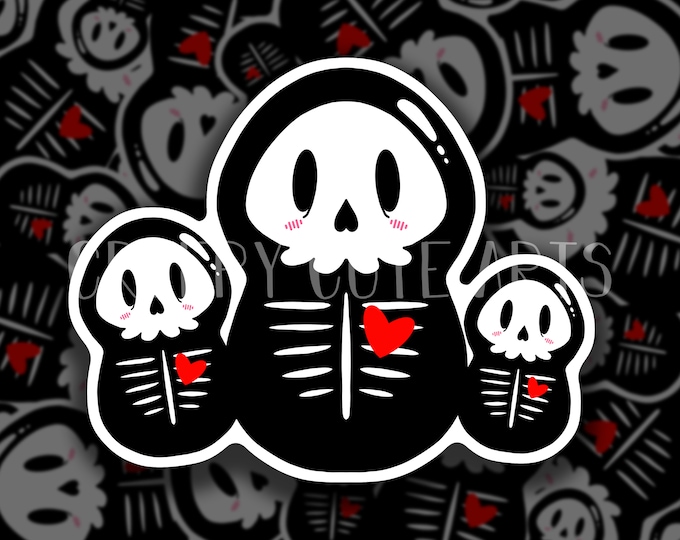 Skelly Stacks | Vinyl Sticker | Creepy Cute | Skeleton Nesting Dolls