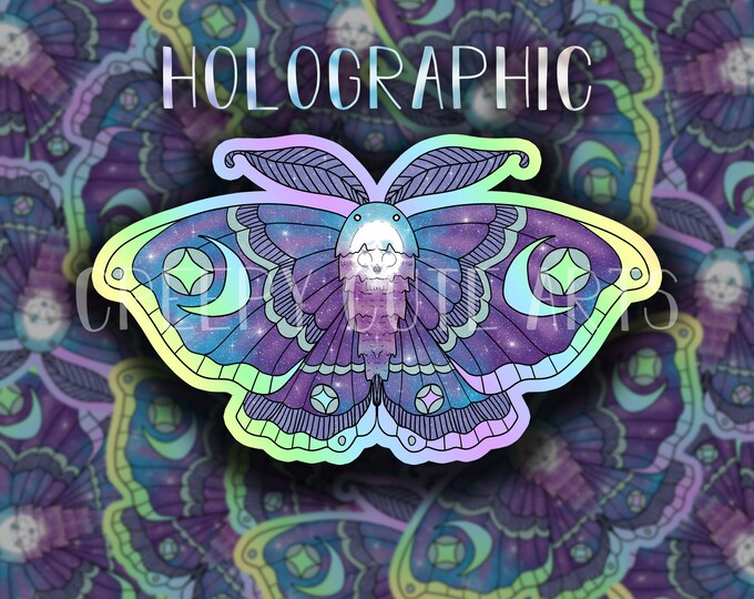 Galaxy Death Moth | Holographic Vinyl Sticker | Water proof