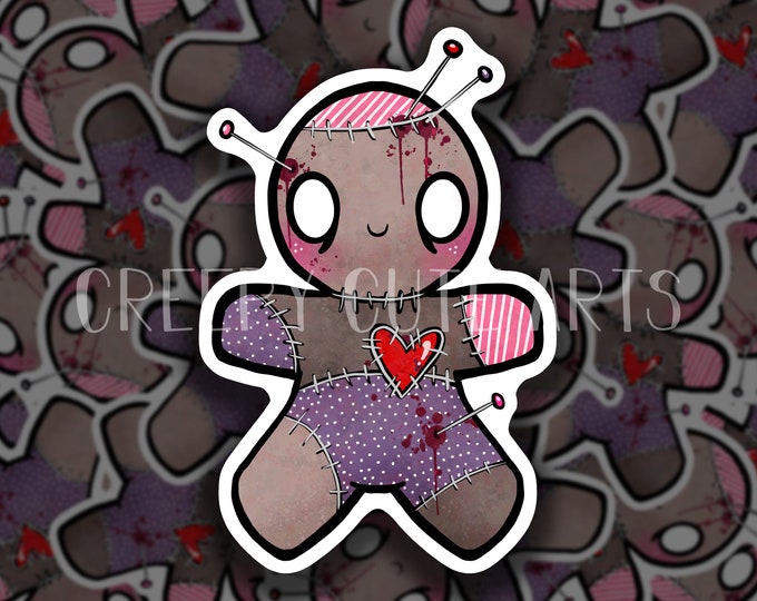 Voodoo Doll | Vinyl Sticker | Creepy Cute | Patchwork Pins