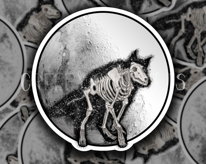 Wolf Skeleton | Mirror Moon | Vinyl Sticker | Cute Nature Animal