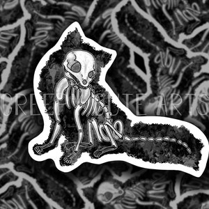 Mirror Bones Fox Skeleton Vinyl Sticker | Waterproof UV Proof