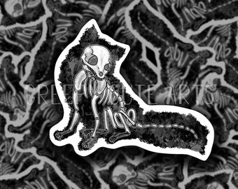 Mirror Bones Fox Skeleton Vinyl Sticker | Waterproof UV Proof