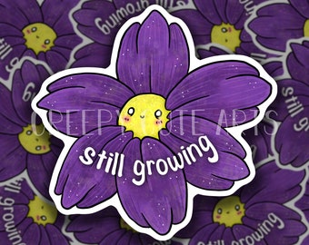 Still Growing | Vinyl Sticker | Nature Art | Purple Daisy | Flower Power | Motivational
