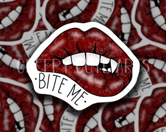 Bite Me Lips | Vinyl Sticker | Vampires | Valentines Day