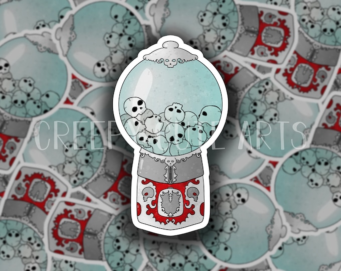 Gumball Skull Machine | Vinyl Sticker | Retro Art