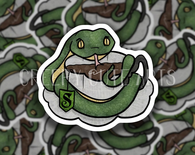 Serpent Tea Cup | Vinyl Sticker | Snake Mascot | School Serpent