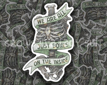 We Are All Just Bones Inside | Vinyl Sticker | Skeleton Ribcage Art