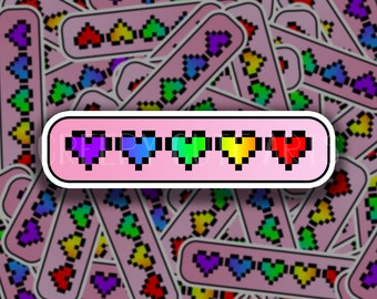 Rainbow Heart Health Bar | Vinyl Sticker | LGBTQ Pride