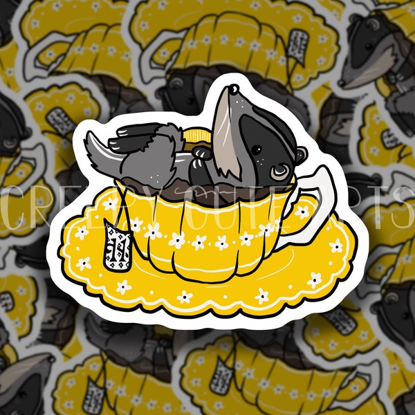 Badger Tea Cup | Vinyl Sticker | Mascot School