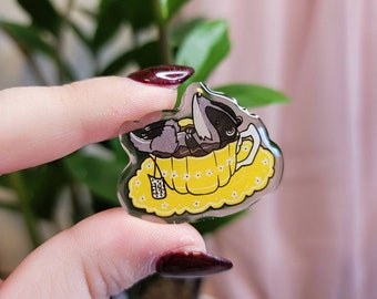 Badger Tea | Heart Backer | Acrylic Pin | Mascot Yellow School