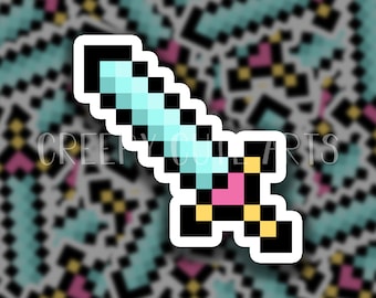 Pixel Heart Sword | Vinyl Sticker | Water proof