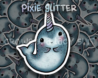 Narwhal Sparkle  | Glitter Horn | Vinyl Sticker | Ocean Whale
