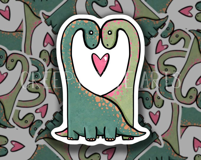 Brontosaurus Love | Vinyl Sticker | Valentines Day Dinosaurs