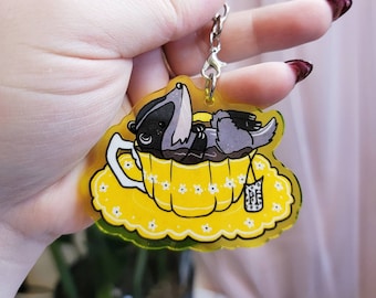 Badger Tea | Colored Acrylic Keychain | Mascot House | Double Sided