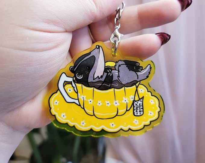 Badger Tea | Colored Acrylic Keychain | Mascot House | Double Sided