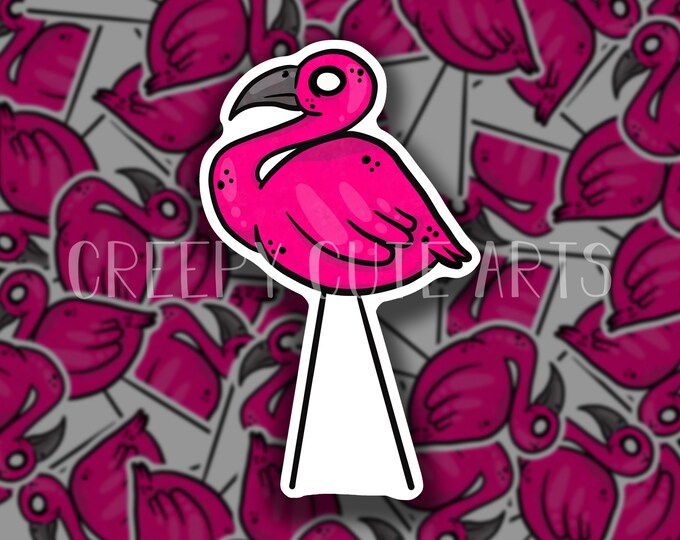 Yard Flamingo | Vinyl Sticker | Creepy Cute Pink Bird