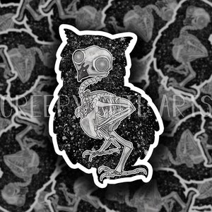 Owl Skeleton | Vinyl Sticker | Water Proof