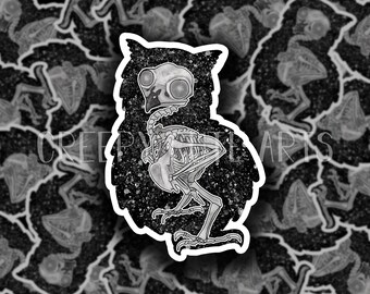 Owl Skeleton | Vinyl Sticker | Water Proof