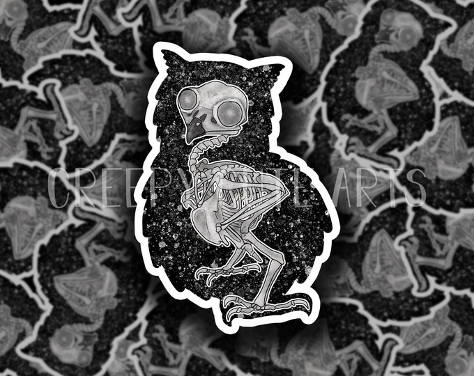 Owl Skeleton | Vinyl Sticker | Water Proof