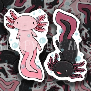 Axolotl Buds | Vinyl Sticker | Pink Black Pair