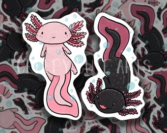 Axolotl Buds | Vinyl Sticker | Pink Black Pair
