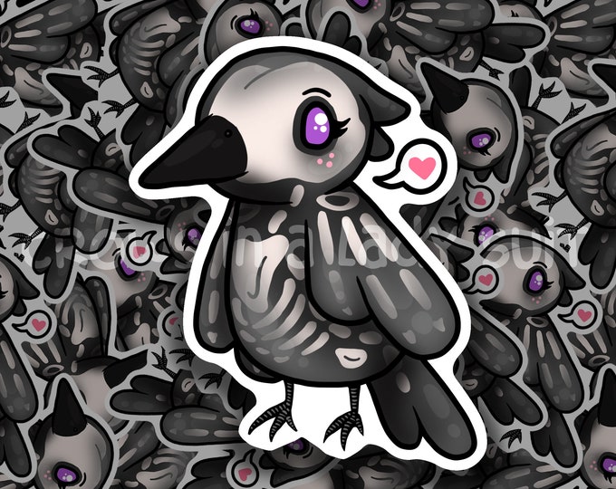 Crow Bones Cute | Vinyl Sticker | Gothic Gift