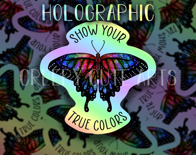 True Colors Butterfly | Holographic Vinyl Sticker | LGBTQ Pride