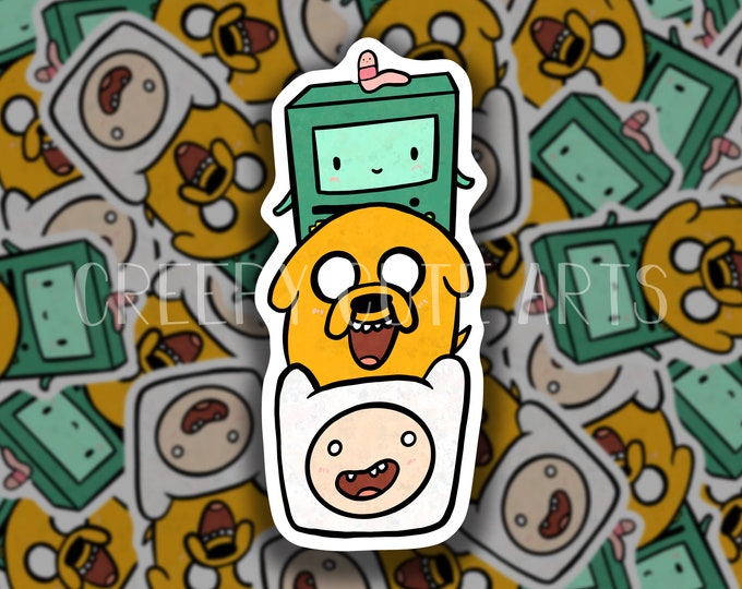 Adventure Friends Stack | Vinyl Sticker | Fan Art | Cartoon Dog Robot Worm