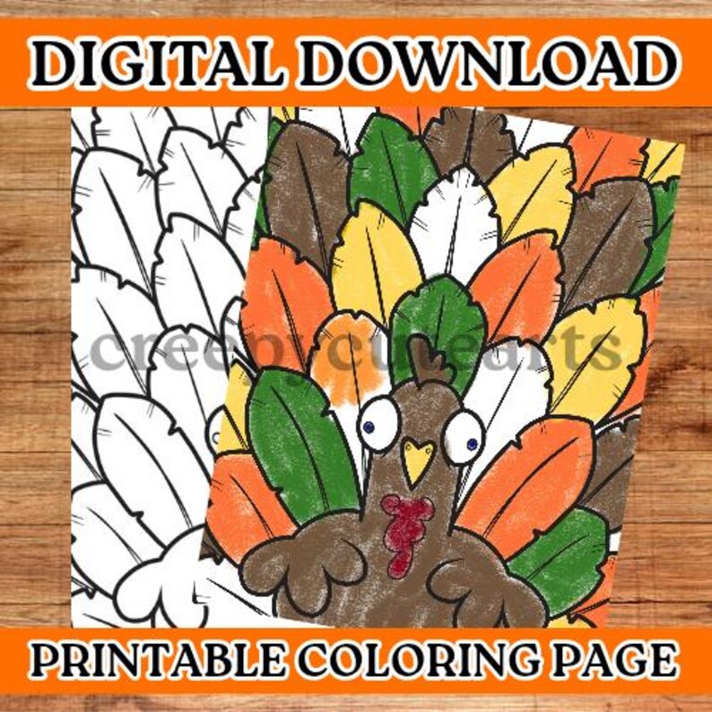 Derpy Turkey Coloring Page [digital Download! You Print!] - Etsy