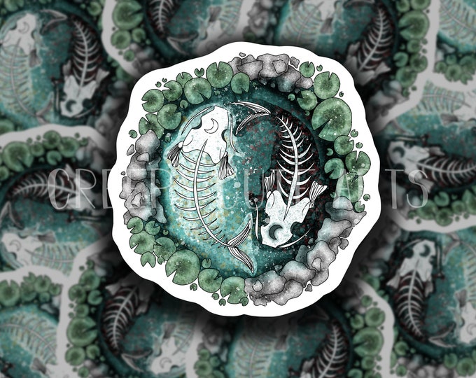 Koi Pond - Yin Yang | Mirror Moons | Vinyl Sticker | Animal Skeleton
