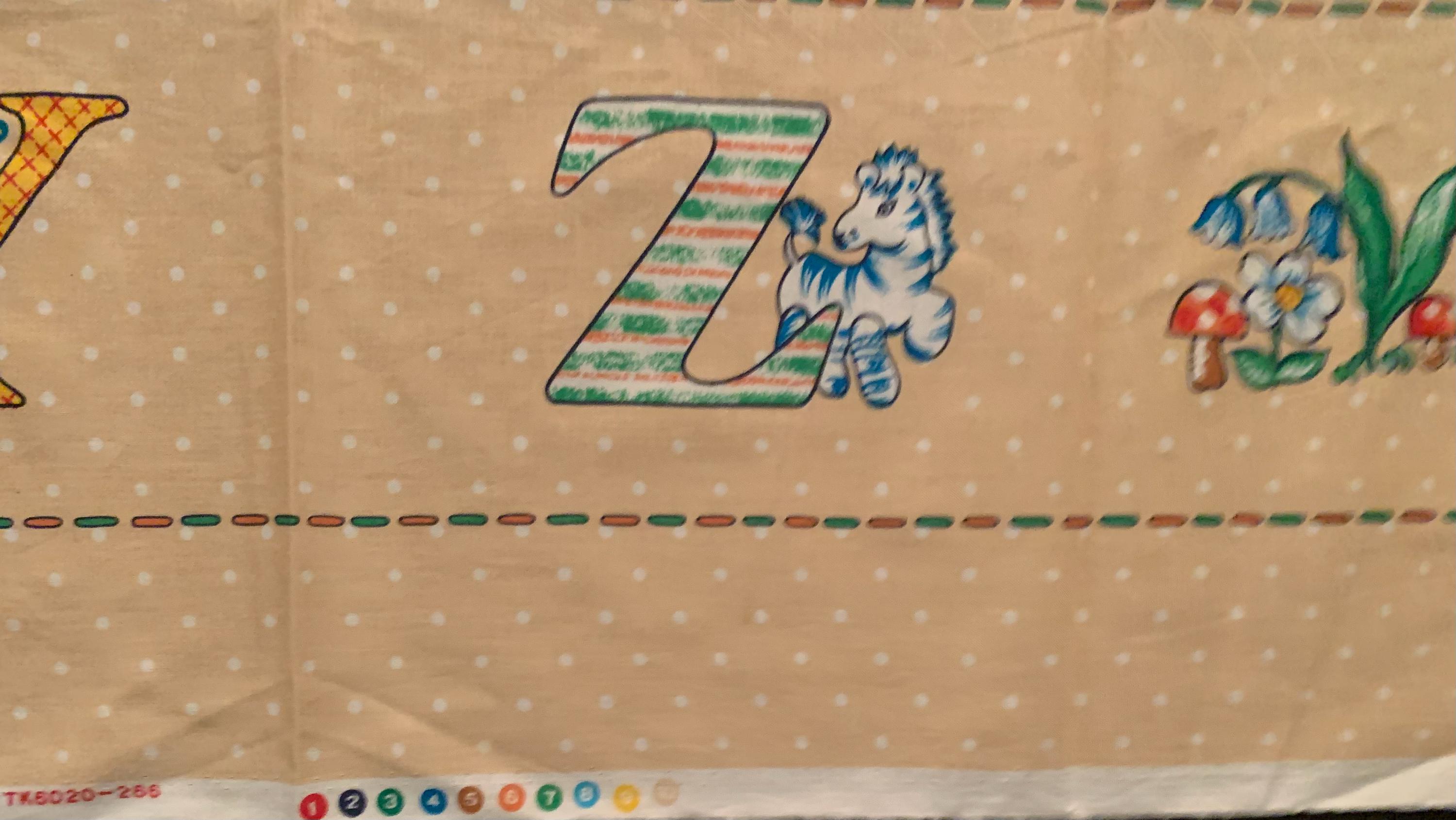 Alphabet Panel, Vintage Toys Children ABC Panel Cotton Fabric Panel Abc ...