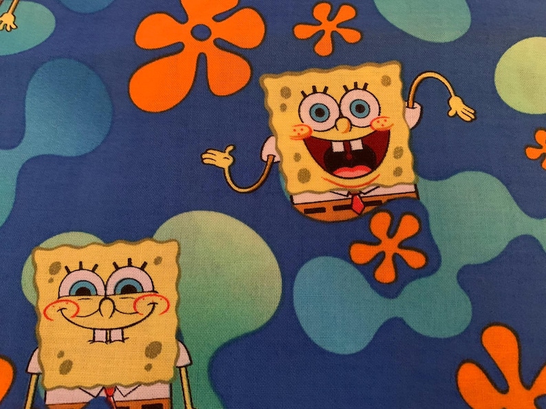 Spongebob Squarepants Underwater Flowers Fabric, Sponge Bob 2006 Viacom ...
