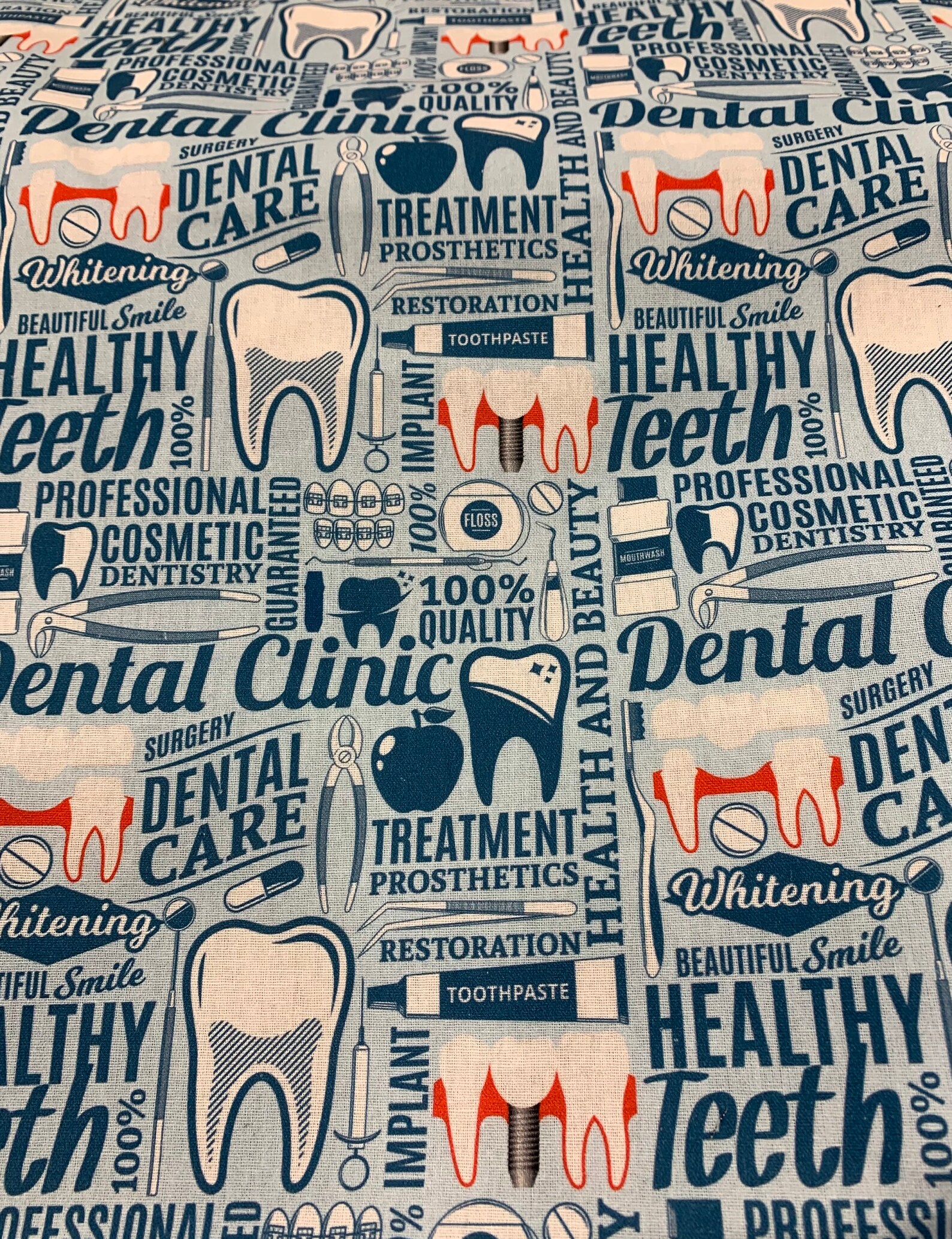 Dentist Fabric Tooth Cotton Hygiene Tooth Fabric Cutest Etsy
