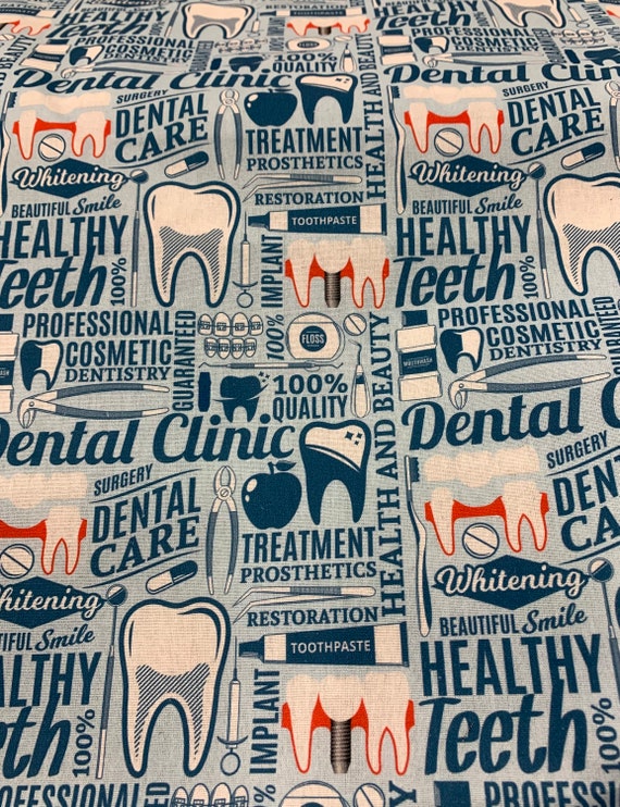 Dentist Fabric, Tooth Cotton Hygiene, Tooth Fabric , Cutest Dentist  Hygienist Fabric for Scrubs or Mask Fabric by the 1/2 Yard -  Canada