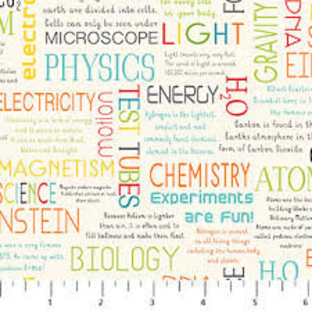 Science Fabric, Chemistry Physics Biology Science Quilting Cotton