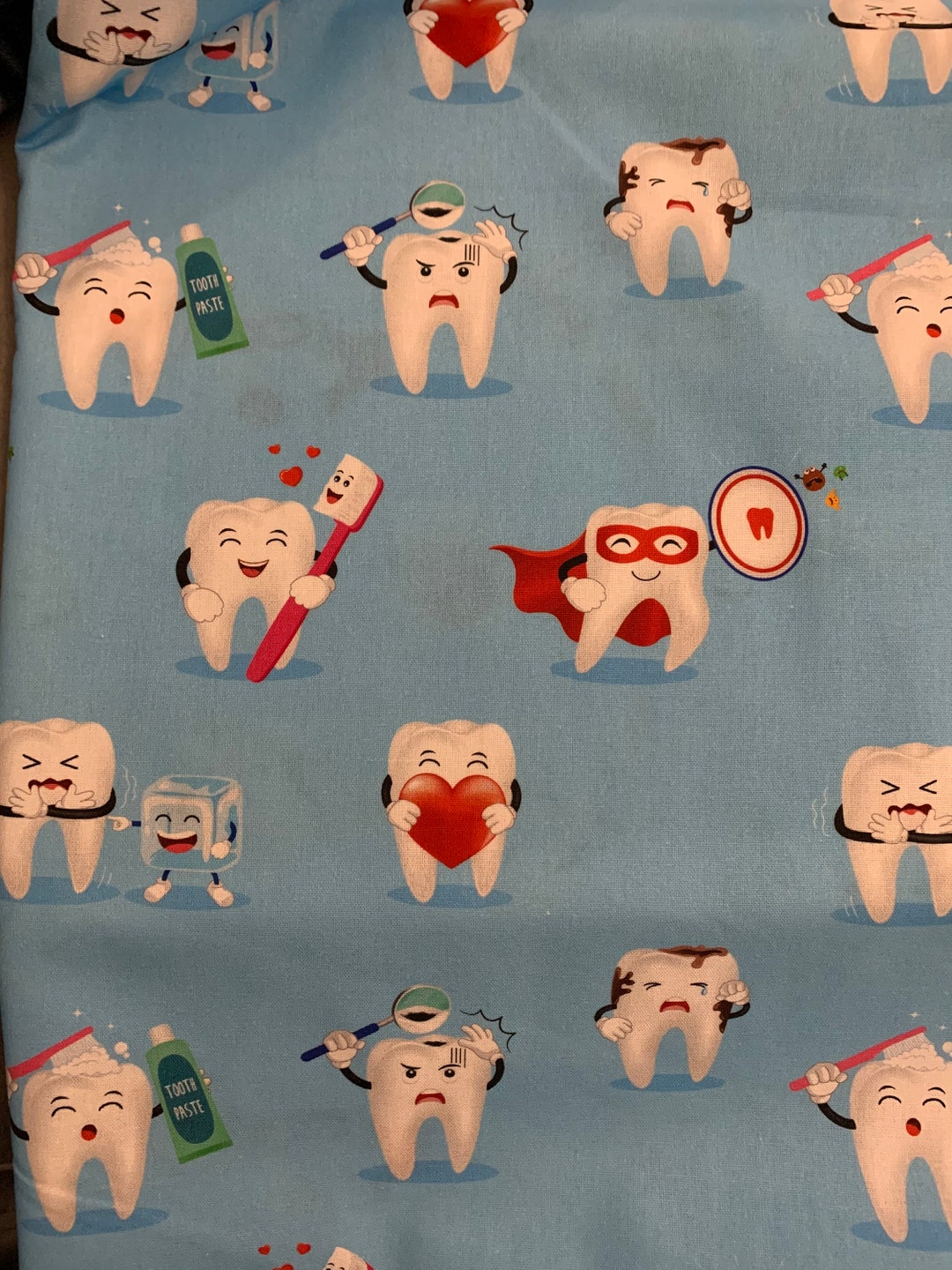 Dentist Fabric Tooth Cotton Fabric Cutest Dentist Hygienist Etsy