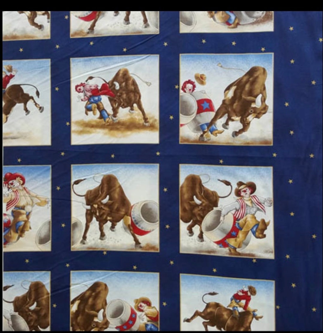 Bull Riding Fabric BULL Panel Mahe and Maywoodbull Riding Etsy