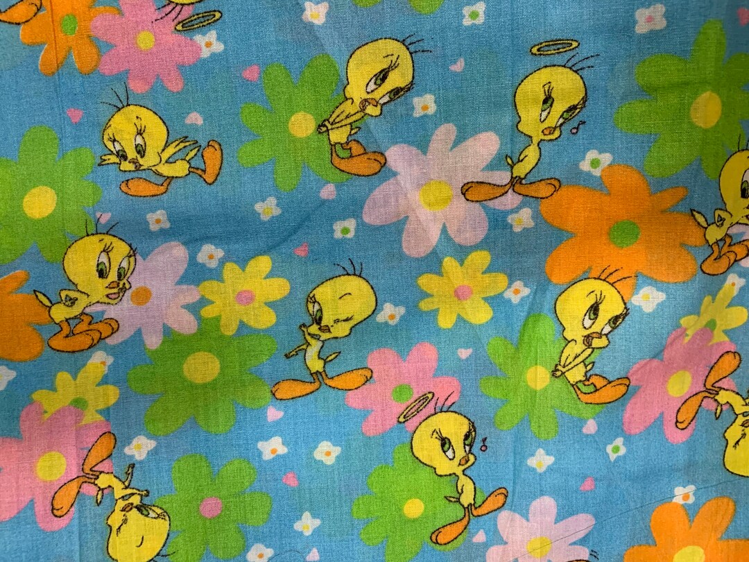 Vintage Tweety Bird Fabric Tweety Bird Cotton Fabric Flower - Etsy