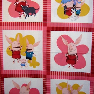 Olivia the Pig Fabric, Olivia children’s licensed fabric panel 2009 Andover Fabrics olivia children’s panel Cotton quilting fabric panel