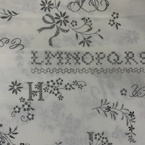 Lucien whitewash Meg Hawkey  Crabapple Hill  Studios Hope Chest Sampler cotton fabric white cross stitch design letters by The YARD