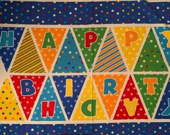 Happy Birthday bunting banner fabric moda fabric  Berenstain Bears Cotton  fabric 2012 hard to find   Bears  fabric