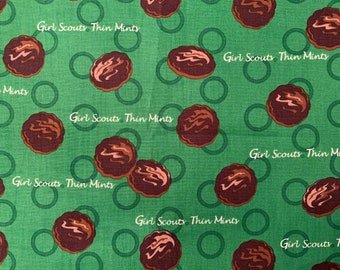 Girl Scouts fabric, thin mints Robert Kaufman Cotton quilting fabric, girl guide cookies Cotton fabric by the yard