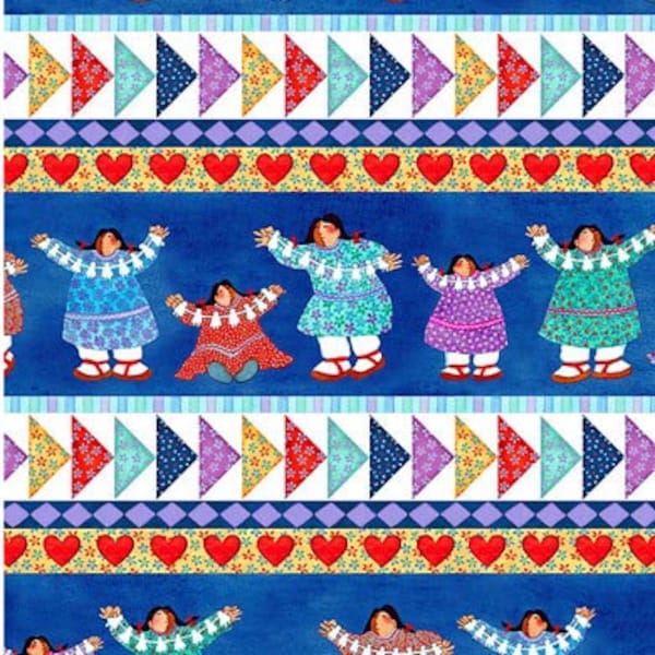 Mothers and daughters Native Women Fabric,   Barbara Lavallee indigenous    fabric quilt cotton OOP by the HALF yard