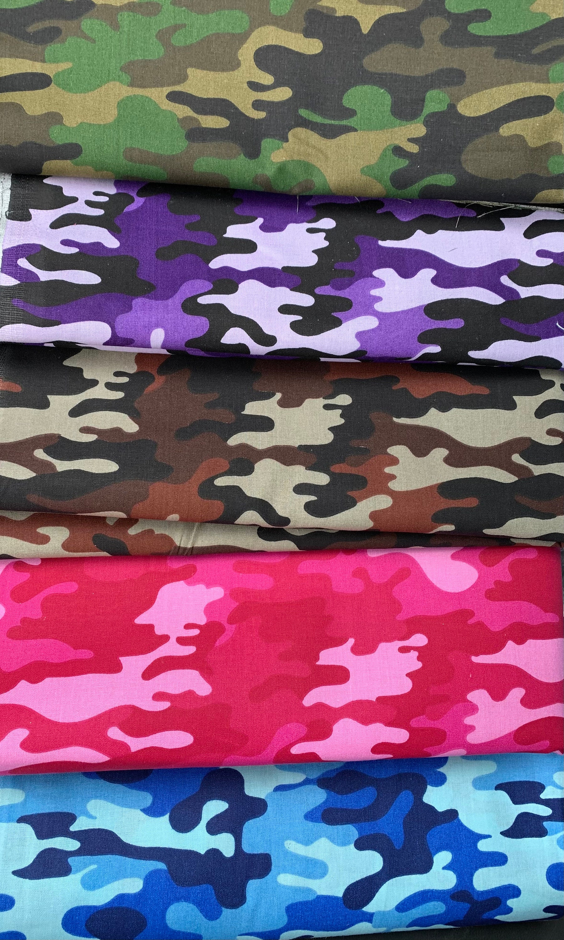 Camo camouflage cotton fabric pink blue green brown purple Etsy
