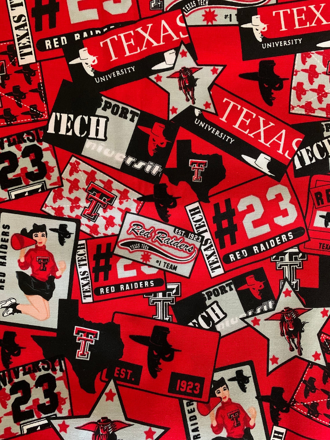 Texas Tech Fabric Texas University Red Raiders Cotton Fabric Etsy