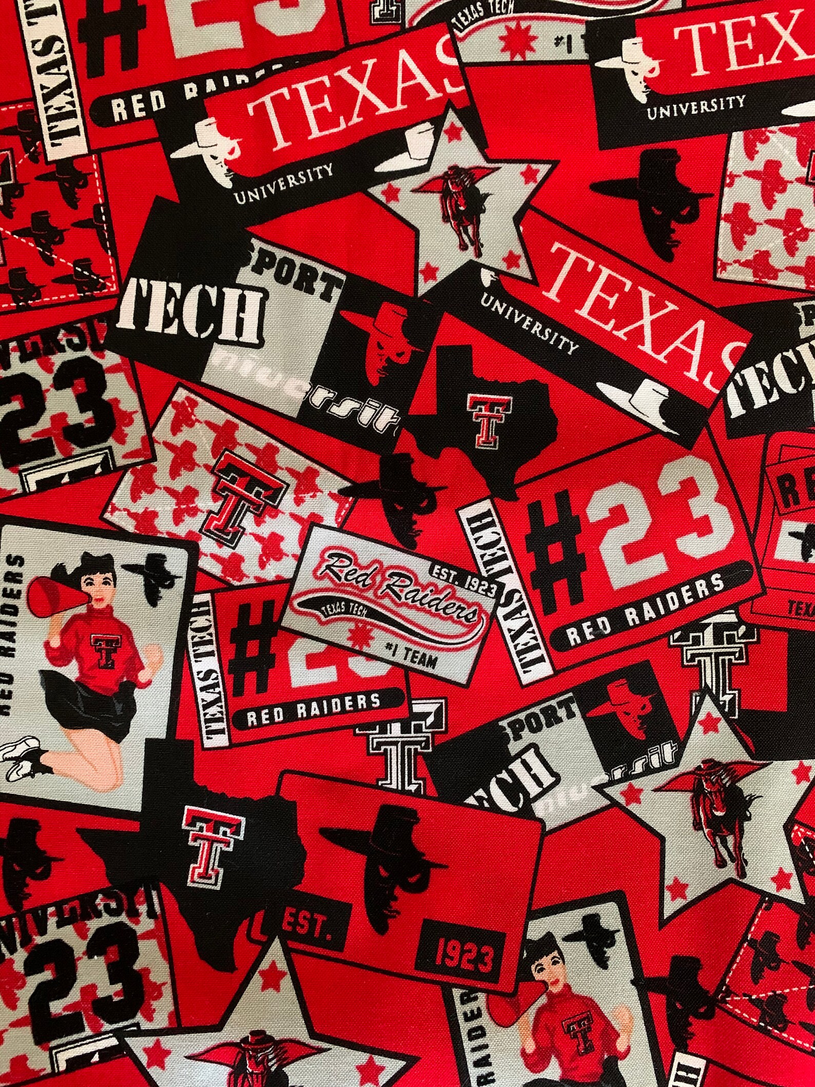 Texas Tech Fabric Texas University Red Raiders Cotton Fabric Etsy