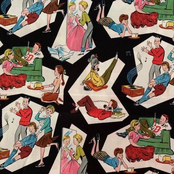 Bye bye birdie American vintage windham fabrics rare out of print  1950s classic family  fabrics