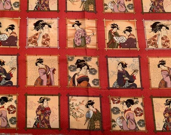Japanese ladies Geisha fabric, Japan geisha cotton quilting fabric, Japan geisha  lady cotton fabric  Kona Bay 2006 last 39 inches